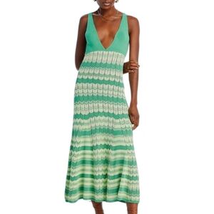 Ramy Brook Mylah Chevron Knit Sleeveless Midi Dress ..Size Large